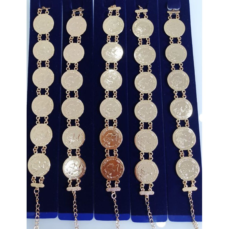 GELANG RANTAI WANITA  KOIN LAPIS EMAS BLINK BULAT-BULAT (BISA BAYAR DITEMPAT)