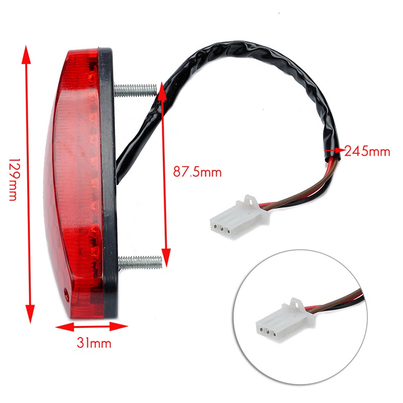 Lampu Rem 3 Kabel 12V Warna Merah Untuk Motor ATV Off Road