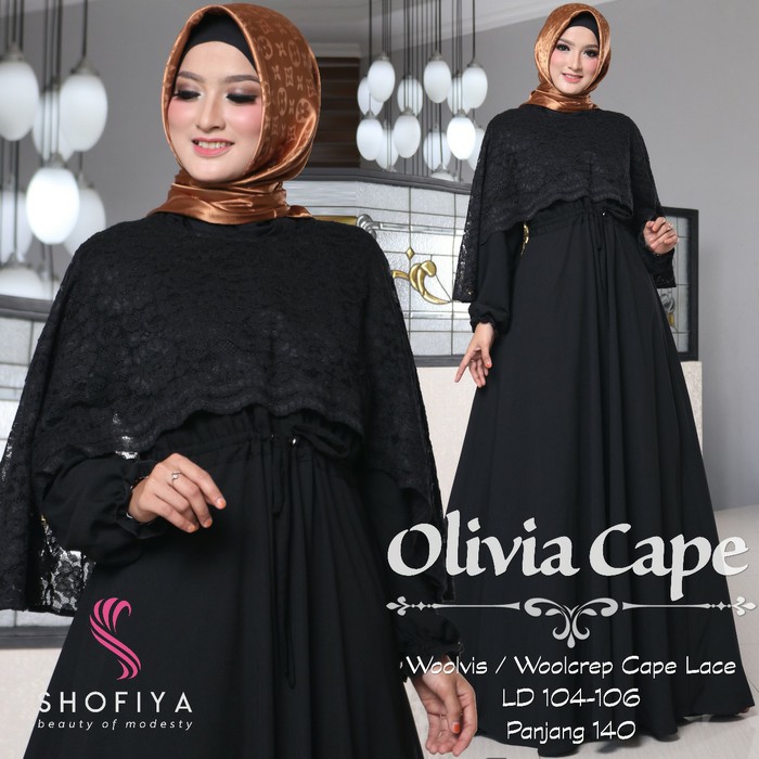 Hot Promo Gamis Pesta Baju Muslim Modern OLIVIA Cape Lace Dress ORI Terbatas