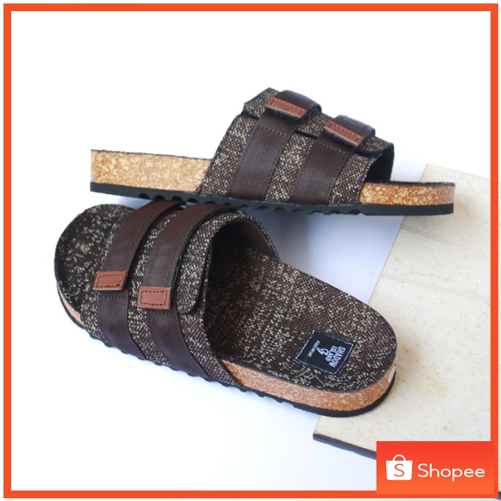 KOSKHA BROWN - Sendal Slide Pria Sandal Slide Flip Flop Selop Pria Wanita Kasual Simple Santai