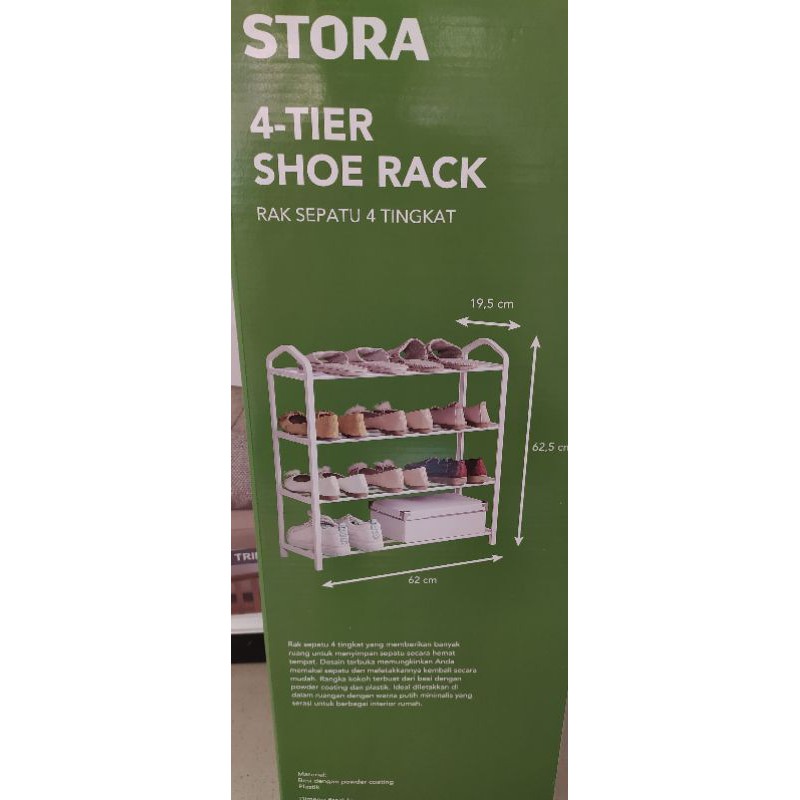 KRISBOW/STORA RAK SEPATU 4 TINGKAT 62x20x63 CM PUTIH/ACE RAK SANDAL/SEPATU 4 SUSUN MURAH DAN BERKUALITAS