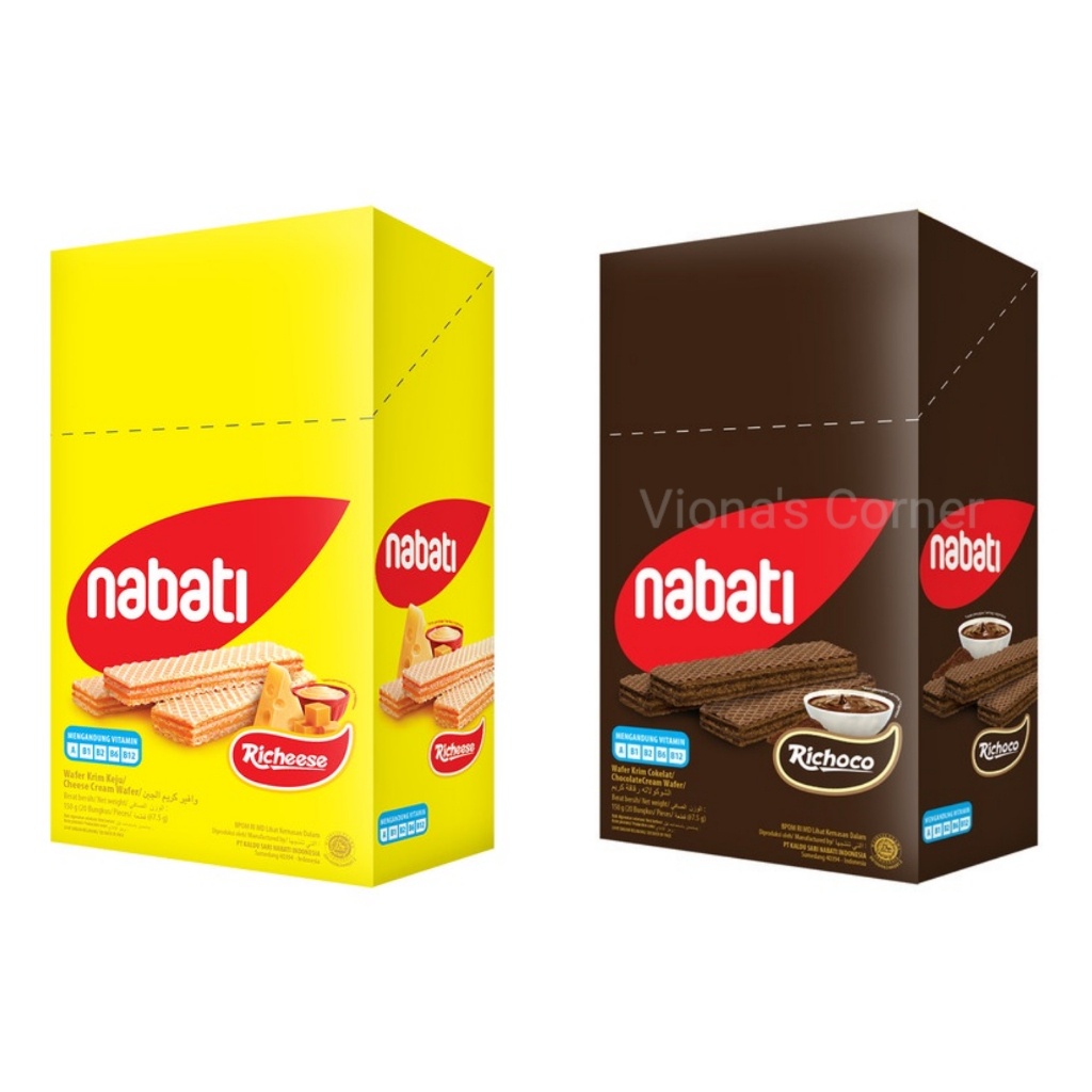 Richeese Nabati Wafer Keju  dan Cokelat 20x8 gram Kemasan Box