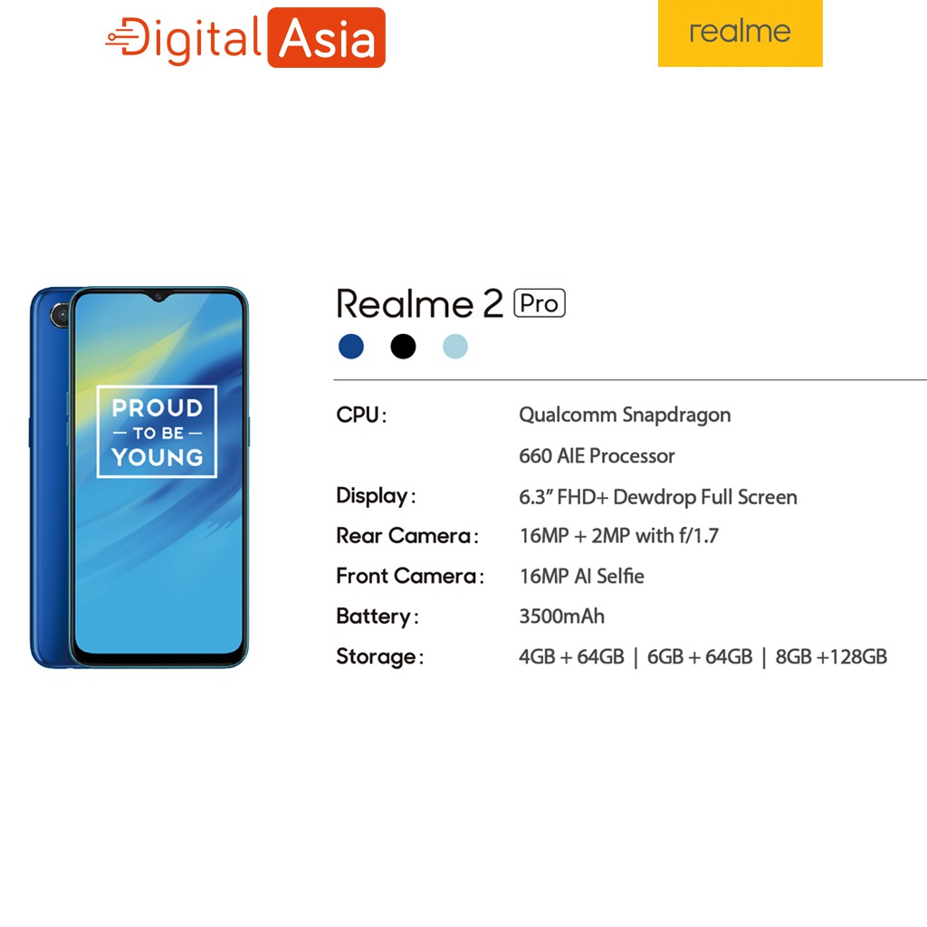 REALME 2 PRO 4/64 GB, 6/64GB, 8/128GB CICILAN TANPA KARTU KREDIT