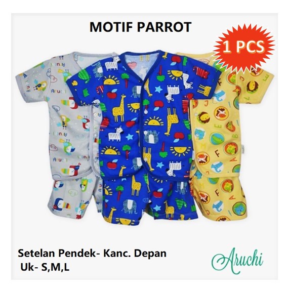 1 SETEL ARUCHI Setelan Pendek Piyama Bayi Motif Lucu