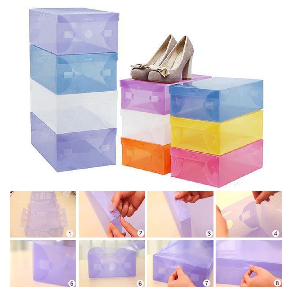 BRGUNIK Kotak Tempat Rak Susun Sepatu Tebal Transparan Shoes Box Murah Import R001