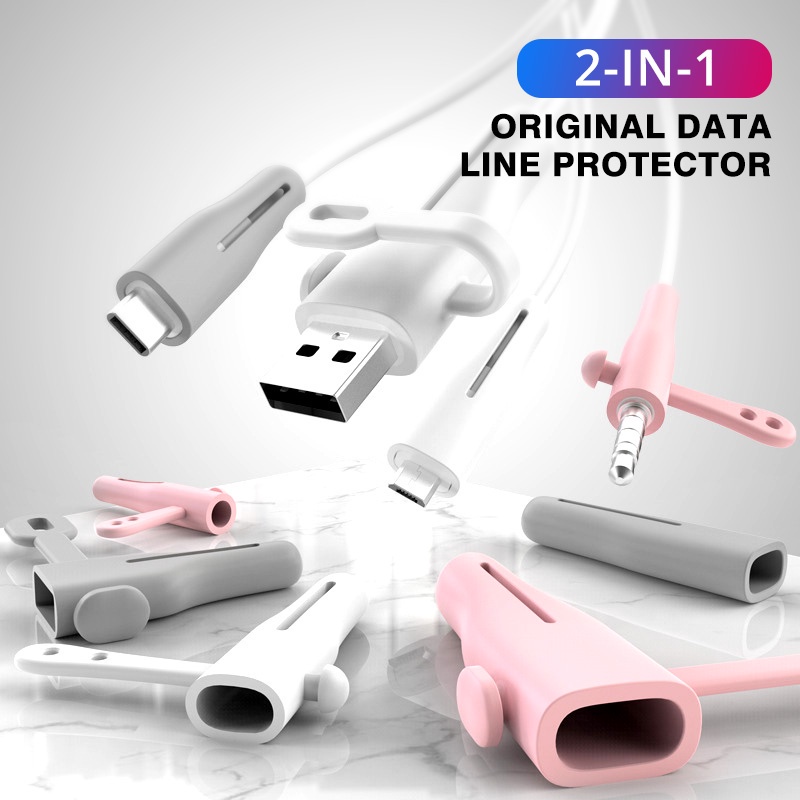 Pelindung Kabel 2in1 Cable Protector Type C Lightning iPhone Cable Winder Pengikat Penggulung Kabel