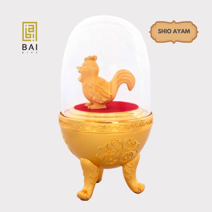 BAI GIFT PAJANGAN PATUNG SHIO AYAM LAPIS EMAS LUCU 24K PREMIUM GIFT