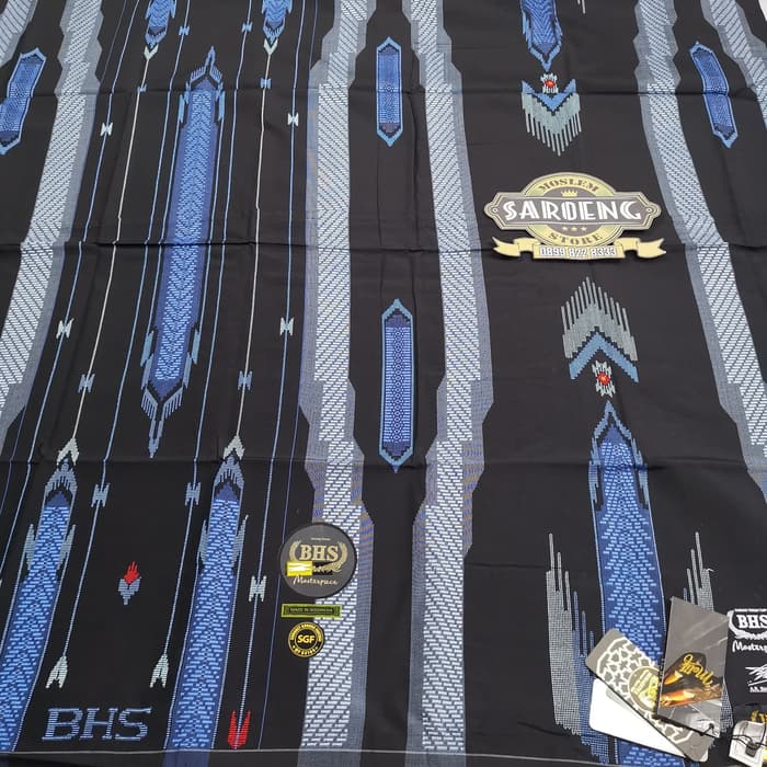Spesial Hitam Biru Sarung tenun BHS SGF Gold Sutera 50% Mercerized