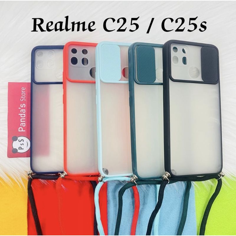 Realme C25 , C25s Softcase dove sliding camera + Tali Laynard [Premium]