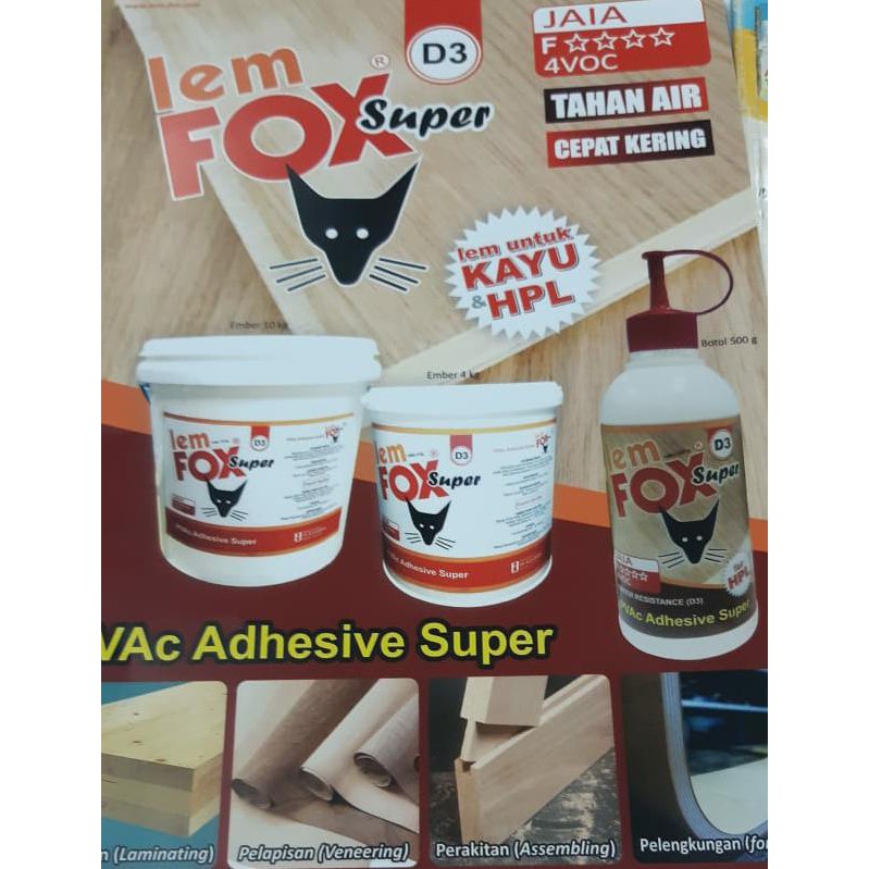 

Lem Hpl Fox D3 500Gr/ Lem Pvac / Lem Putih Anti Air Tahan Panas Kal-El99 Ayo Order