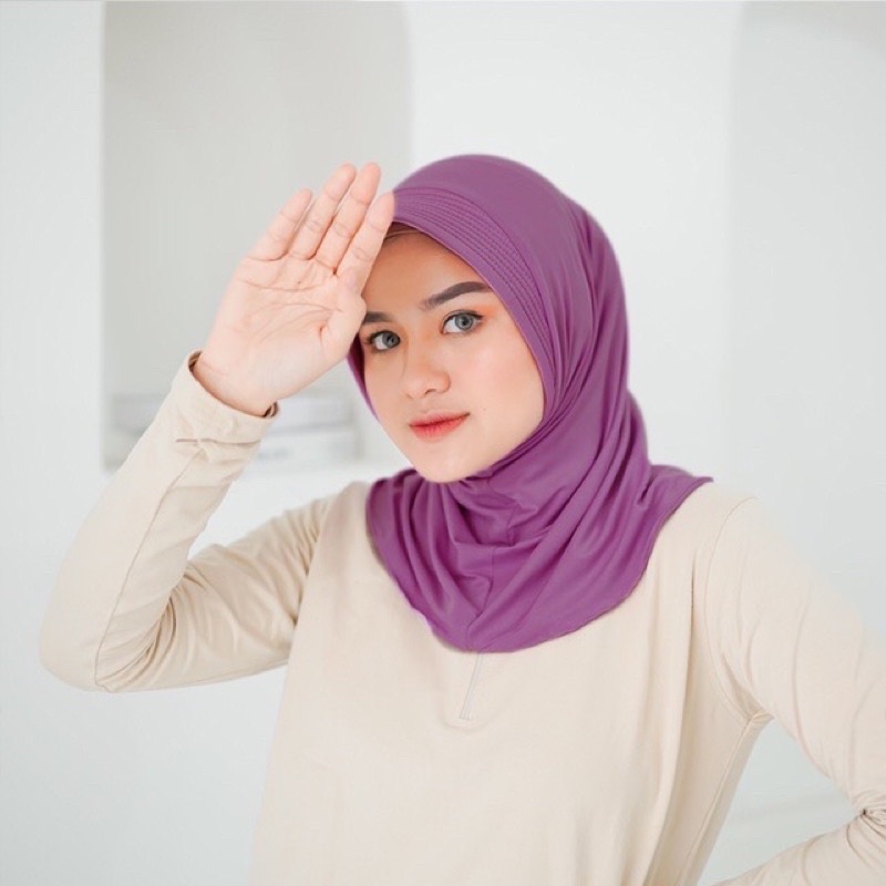 Hijab Bergo Sport Instant Jilbab Olahraga Jersey lycra premium-Lavender