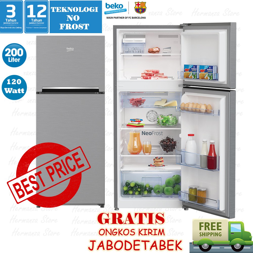 BIG SALE Kulkas Beko 2 Pintu 200 Liter RDNT200I50S (FREE ONGKIR JABODETABEK)