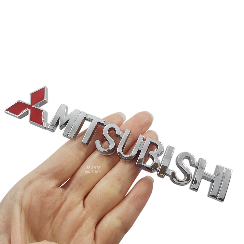 1pc Stiker Emblem / Badge Tulisan Mitsubishi Bahan Metal Untuk Belakang Mobil Mitsubishi