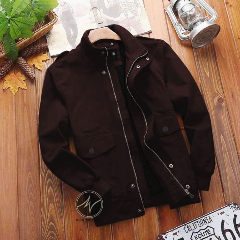 Jaket Bomber NWS Classic Millitary Canvas Pria Wanita