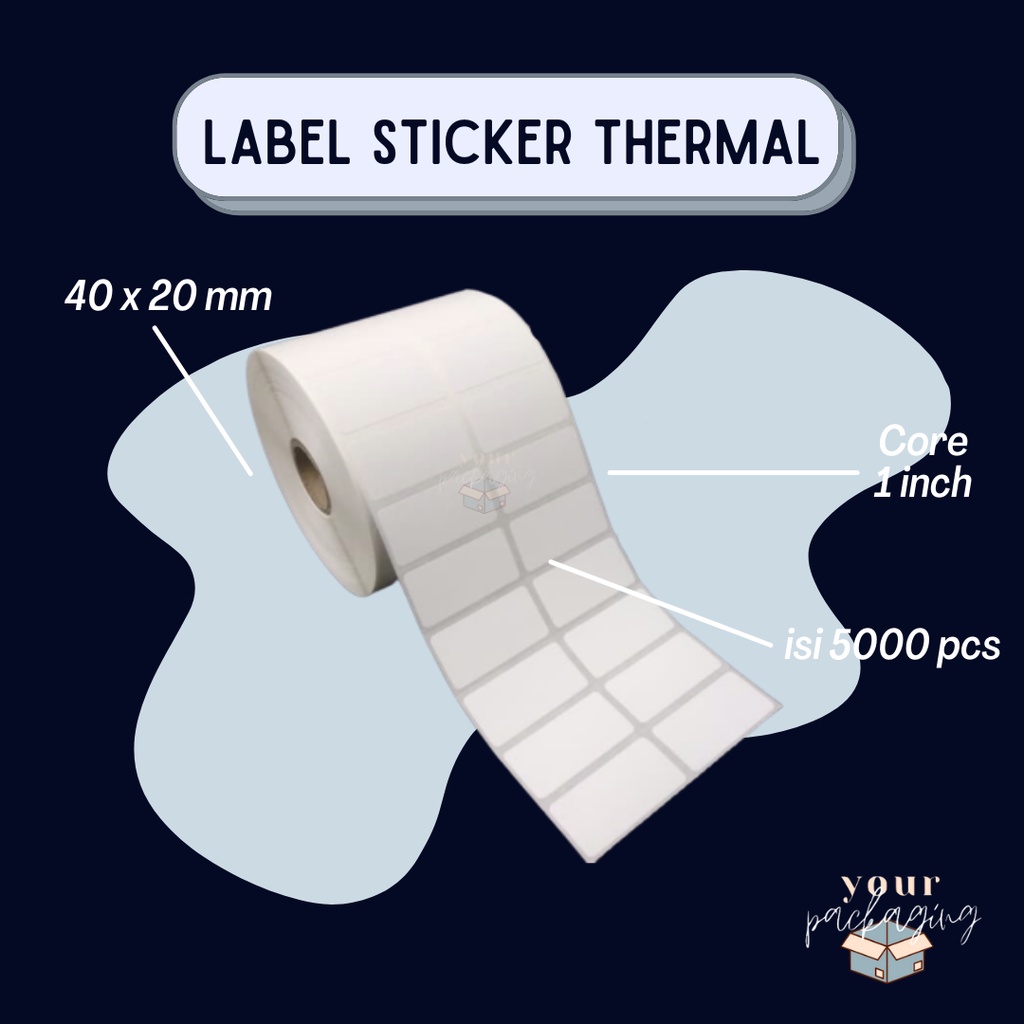 

LABEL STIKER BARCODE THERMAL 40 x 20 mm // LABEL STICKER THERMAL TERMURAH // LABEL BARCODE DIRECT THERMAL // STICKER RECEIPT PRINTER BARCODE