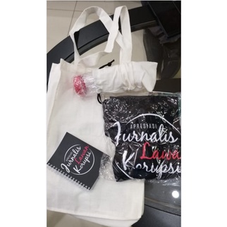 

MURAH! Set promosi acara tas tote bag blacu, notebook, pouch, kaos dan tumbler