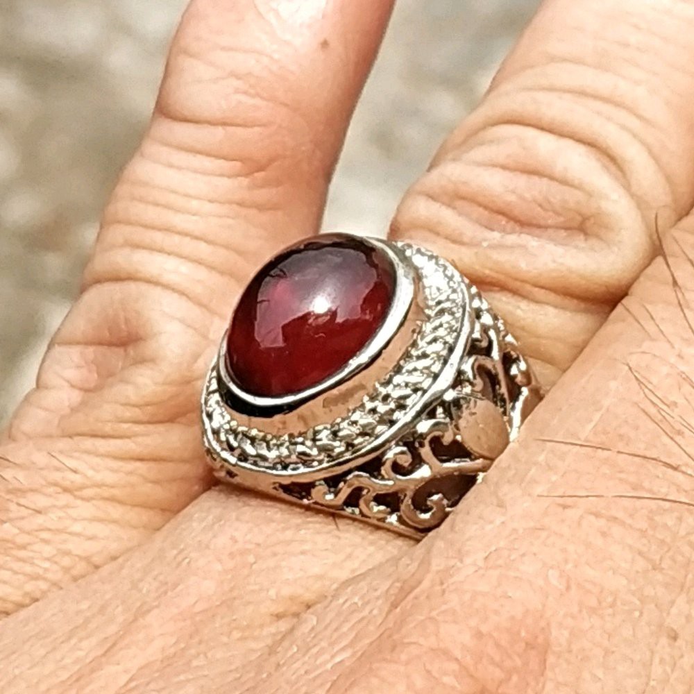 CINCIN BATU AKIK NATURAL RED GARNET MINIMALIS HIGH QUALITY HARGA KAKI LIMA TERMURAH