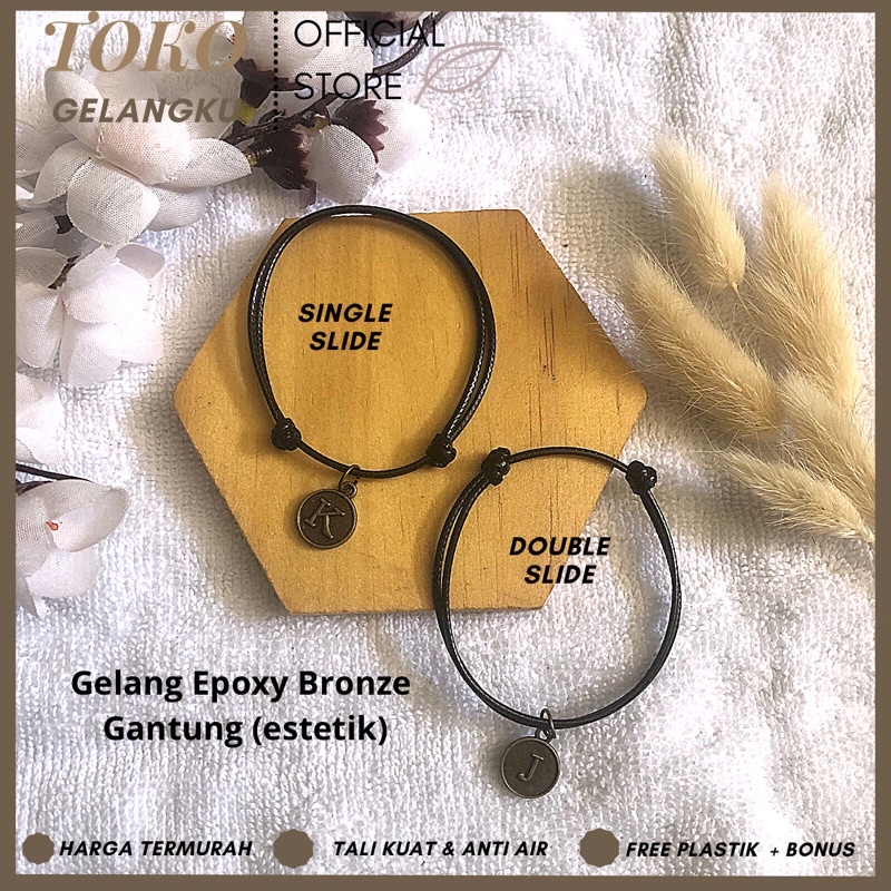 (A-Z) GELANG EPOXY BRONZE ESTETIC ( BELI 10 FREE 1 GELANG POLOS ) / Gelang Tali Huruf Inisial Pria Wanita / Gelang Couple Sahabat Pacar / Bracelet initial Abjad