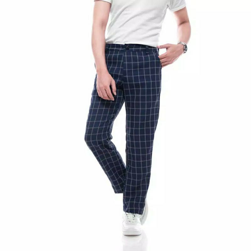 Celana Tartan Pria Panjang Dickies Premium Celana Tartan Motif Kotak Garis