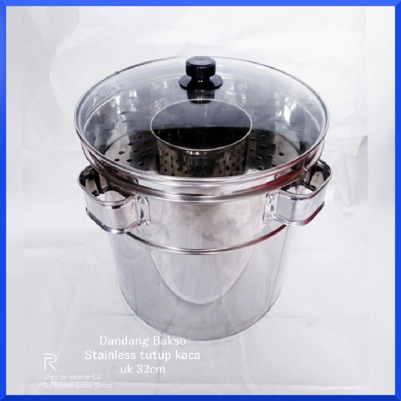 Dandang Bakso Stainless Tutup Kaca ukuran 32cm