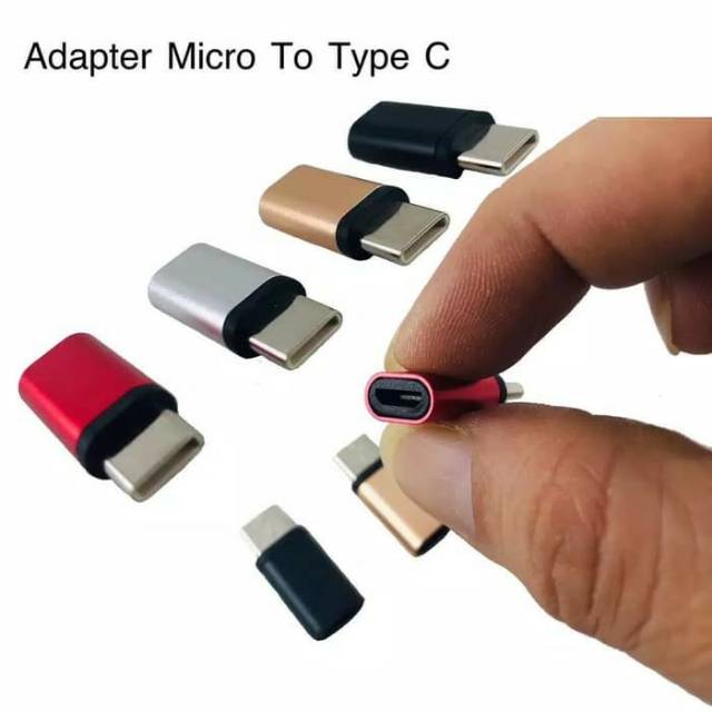 Kepala Adaptor Micro USB (Female) ke Tipe C (Male) OTG Adaptor Metal