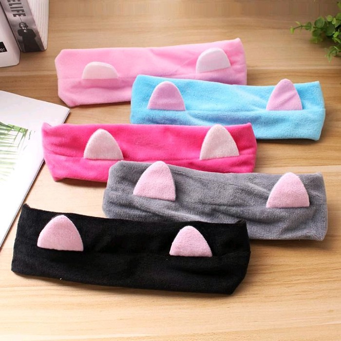 BANDO BANDANA RAMBUT KOREA HEAD BAND MOTIF KUCING UNTUK CUCI MUKA MAKEUP FASHION