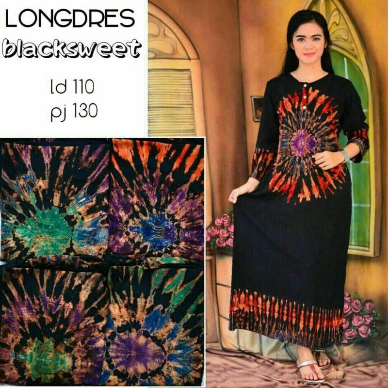 Long dress black sweet #Dres hitam rayon#Daster rayon #Daster rumahan