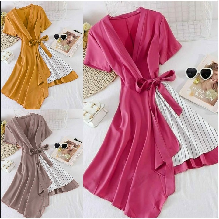 *[MCFK] Dress Ribbon Stripe / Dress Shania / Dress Wanita Fashion Korea / Dress