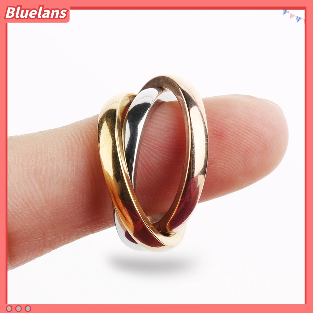 Cincin 3 Lapis Bahan Stainless Steel Model Slim Untuk Wanita