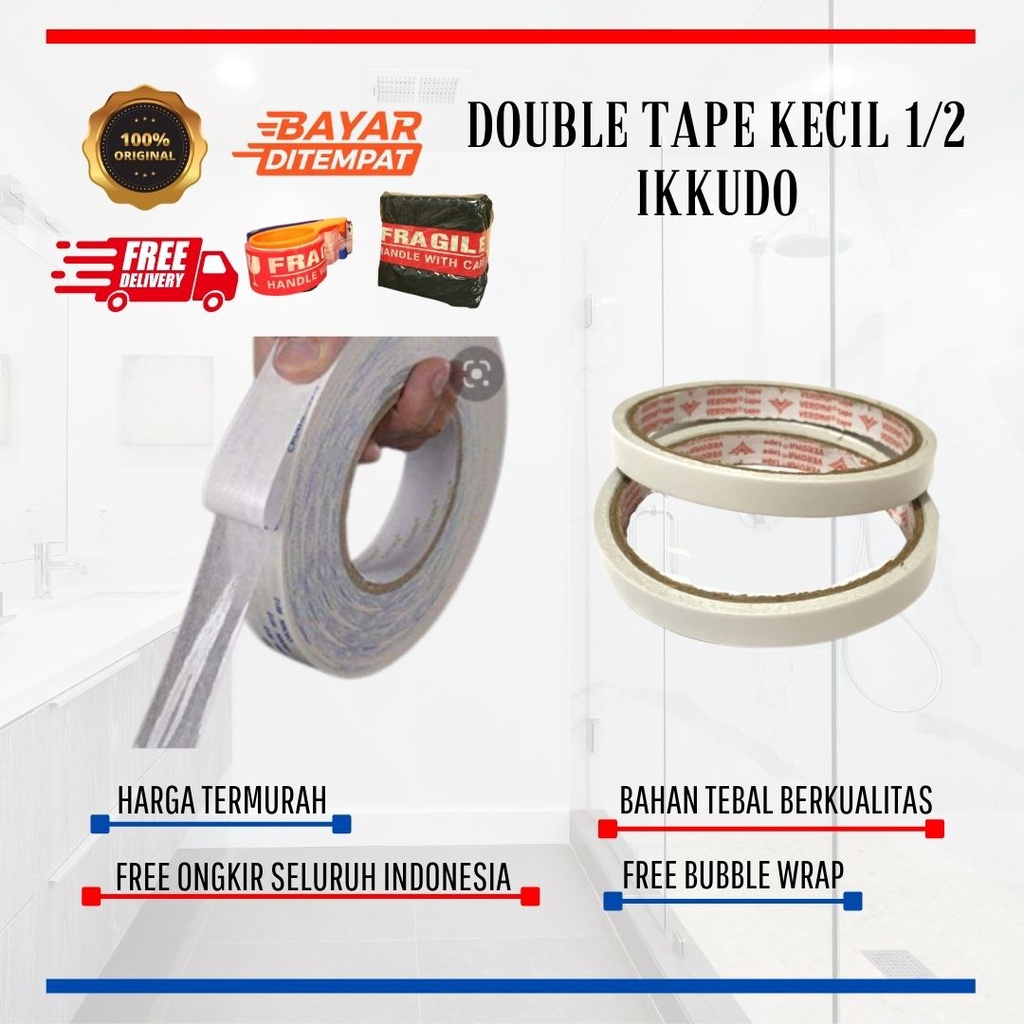 DOUBLE TAPE KERTAS 0,8 mm x 10 meter ISOLASI DOUBLE TAPE MURAH