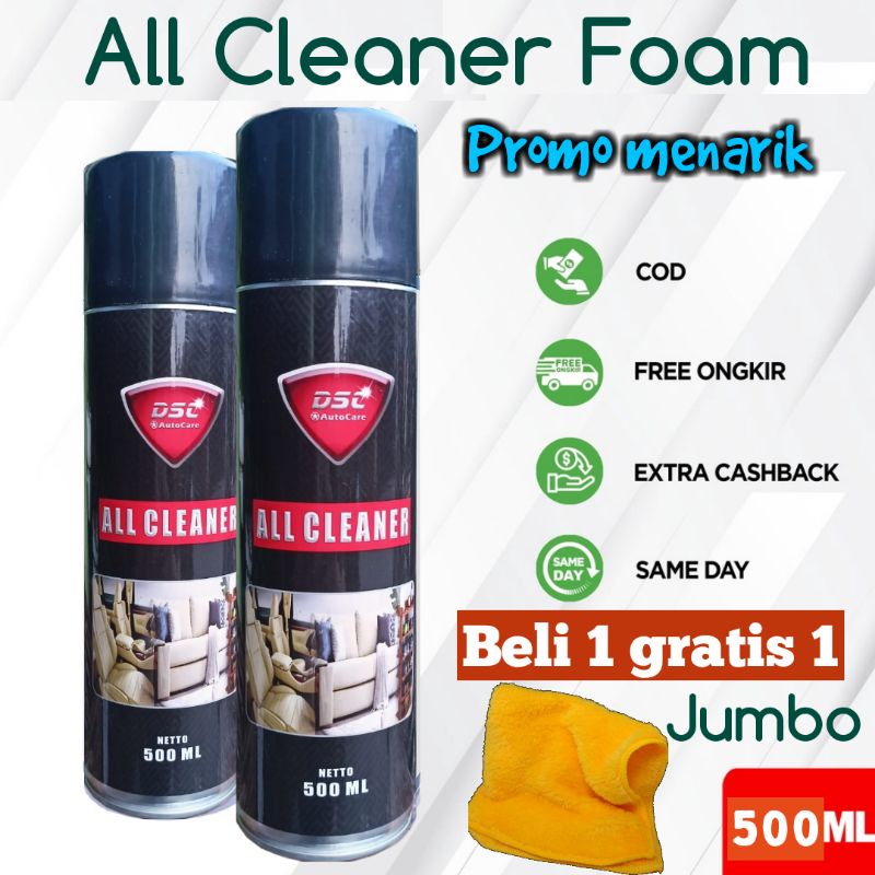 all cleaner 2 botol busa penghilang noda kuning pada sofa sepatu plafon mobil