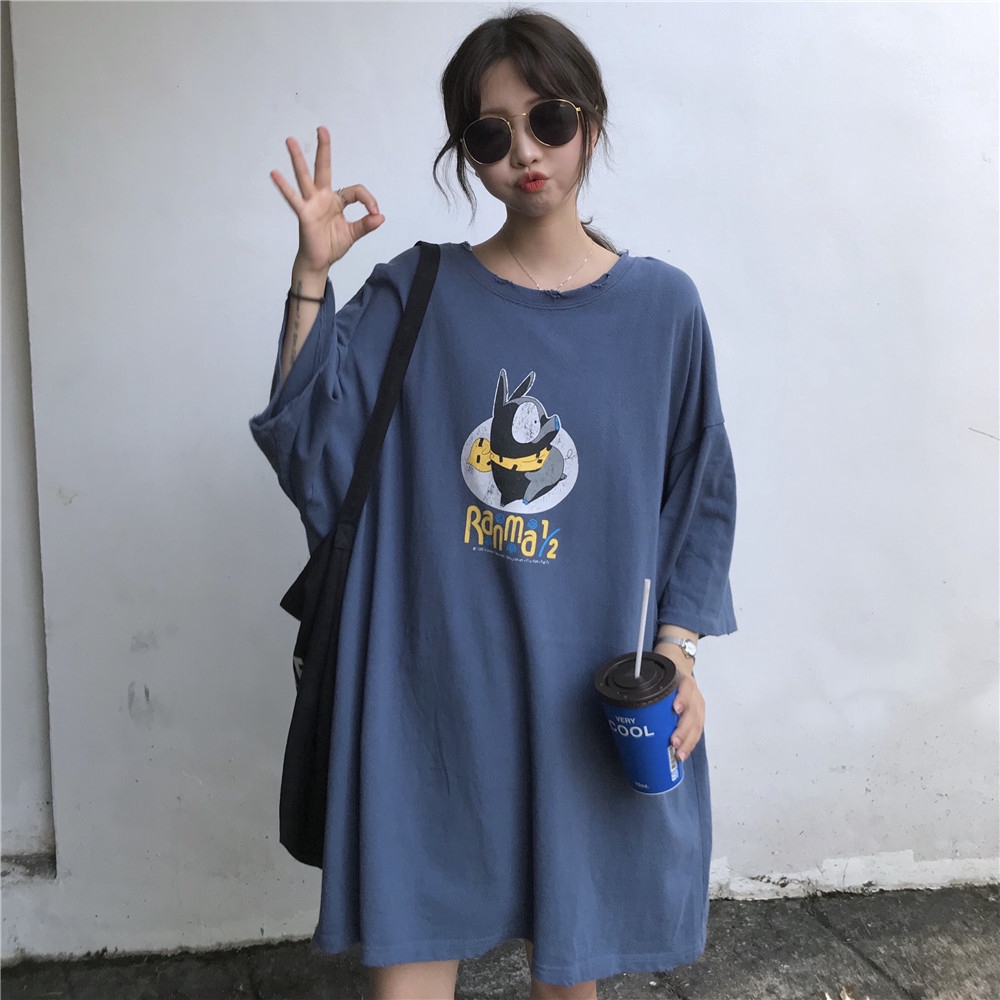 Kaos T Shirt Wanita Dengan Gambar Motif Kartun Dan Ber A Korea Untuk Musim Semi Panas
