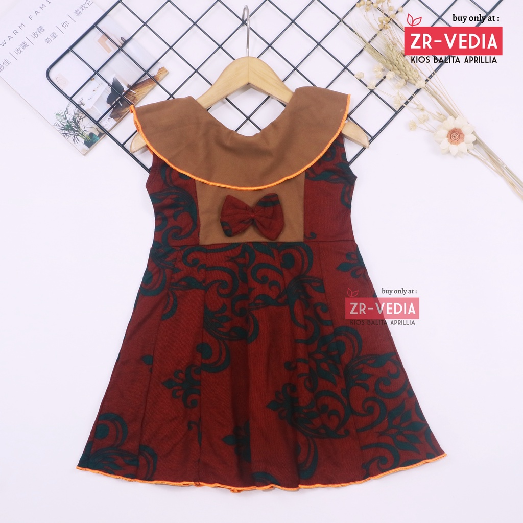 (Batik) Dress Cantika uk 1-2 Tahun / Dres Model Baju Anak Perempuan Pesta Cewek Motif Bunga Murah