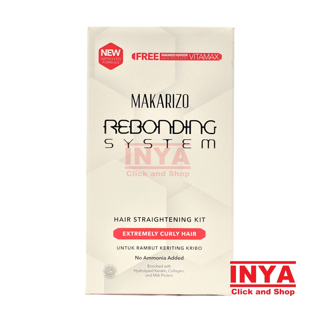 MAKARIZO REBONDING SYSTEM TUBE SET FOR EXTREMELY CURLY HAIR - Red, Merah - Krim Pelurus Rambut