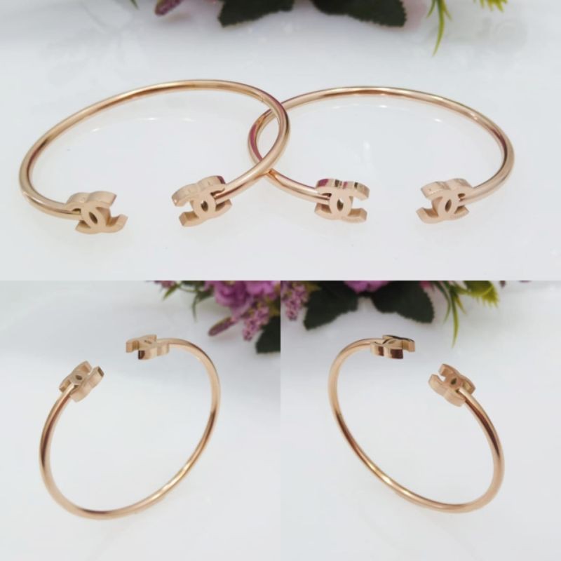 Gelang Titanium Wanita Gelang Titanium Silang Elastis Anti Karat