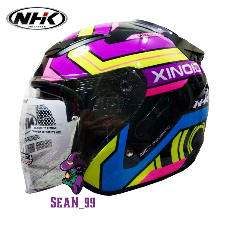 HELM NHK R1 XINOID BLACK PURPLE DOUBLE VISOR ORIGINAL SNI