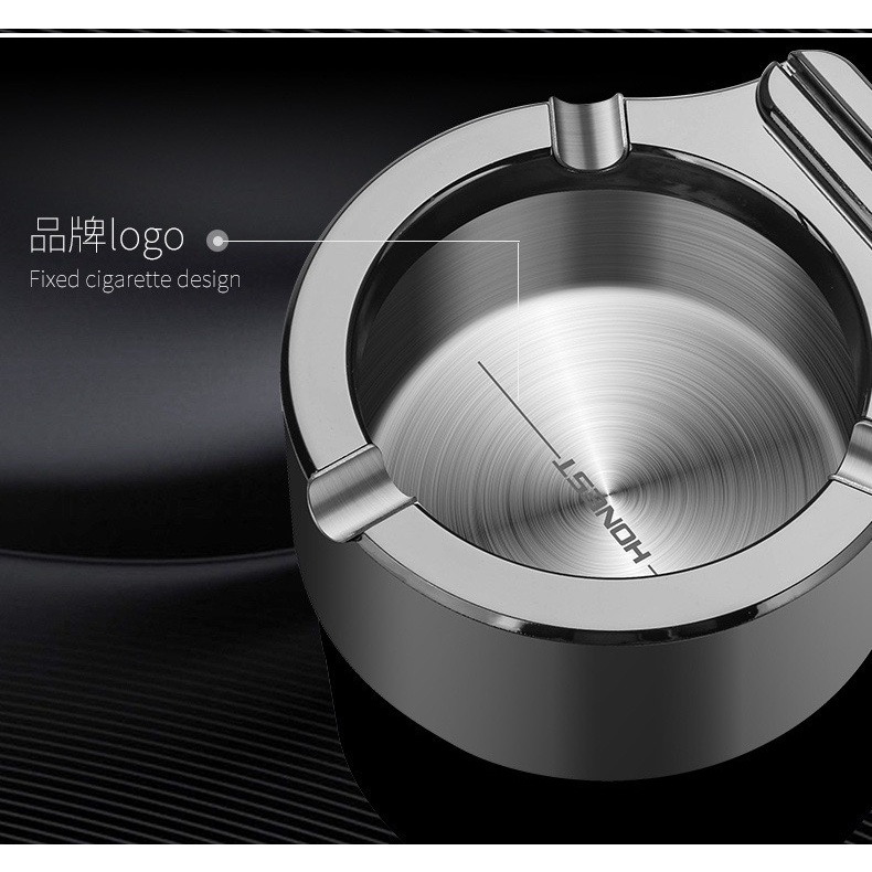 IMPOR HONEST BCG002-1 ASBAK PUNTUNG ABU DENGAN KOREK API PERMANEN BAHAN STAINLESS ANTI KARAT