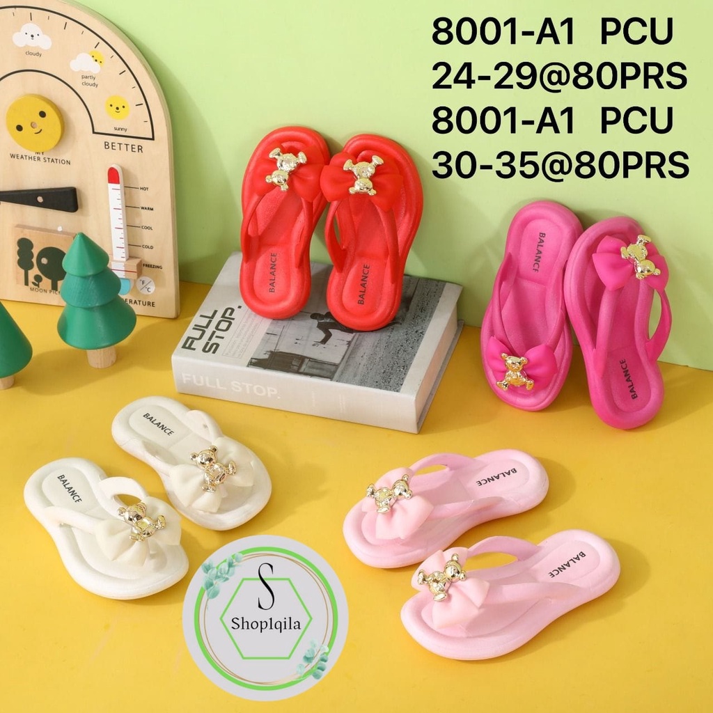 sandal anak tanggung jepit pita jibbitz bear terbaru 8001-A1 (24-35) sandal jepit anak terbaru 2022