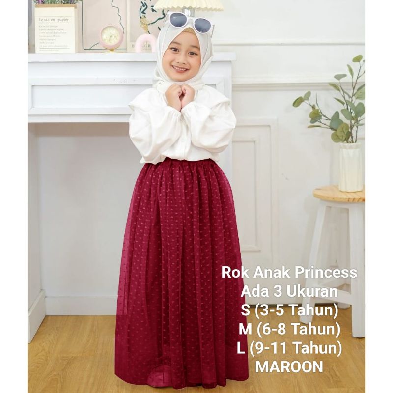 Rok Tutu Anak Perempuan Import Panjang Tille Dot Rok Princess 3-11 Tahun Matt Moscrepe Mix Tille Dot Good qualty premium