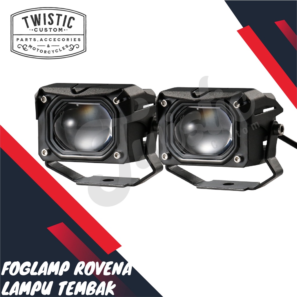 Lampu Tembak U Series Foglamp Kabut LED Rovena Putih Kuning Motor