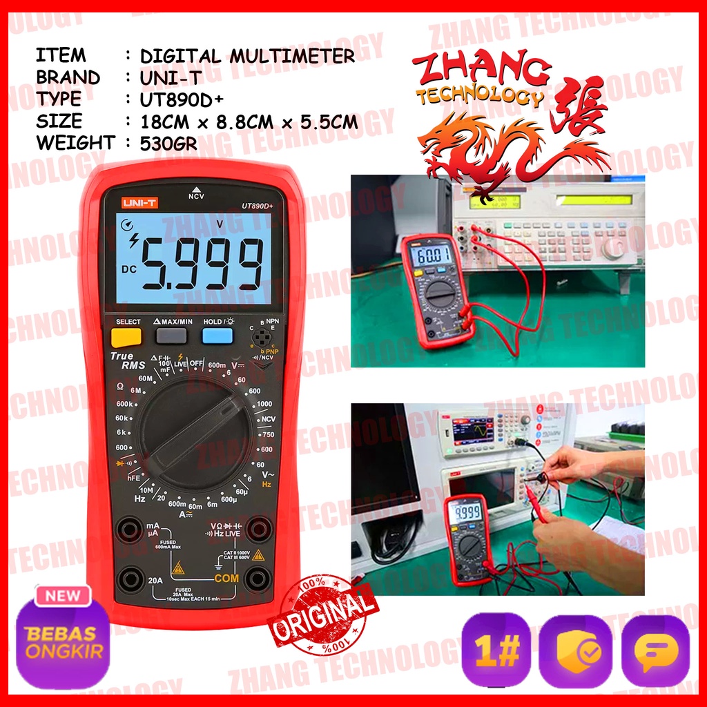 MULTITESTER MULTIMETER AVOMETER TESTER DIGITAL UNI-T UT890D+ UT890 D 890