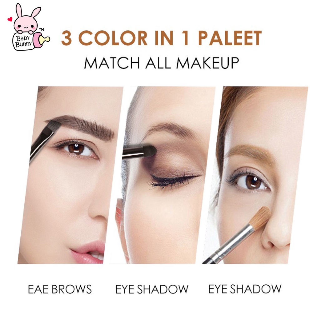 ❤ BELIA ❤ FOCALLURE Brow Powder FA04 | Eyebrow Kit | 3 Colors Eyebrow Powder Palette with Brush Mirror | BPOM