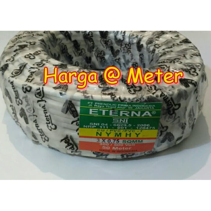 Kabel listrik Eterna NYMHY 3 X 0.75 listrik 3X0,75 3X0 75 putih