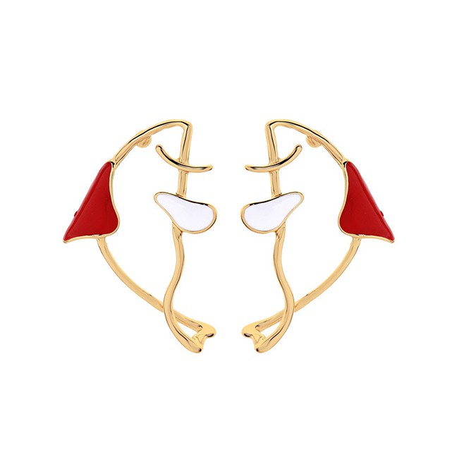 LRC Anting Tusuk Fashion Symmetrical Dripping Oil Fish Ear Studs F55533