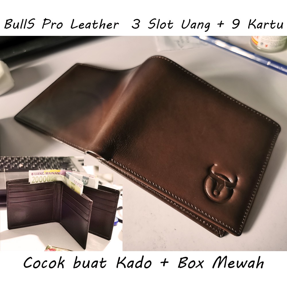 Dompet Kulit asli pria 3 dimensi  3 ruang