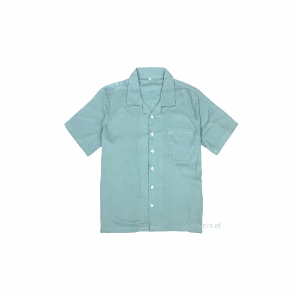 KEMEJA HAWAI POLOS UNISEX KATUN RAYON KEMEJA LENGAN PENDEK-Hawai Aqua