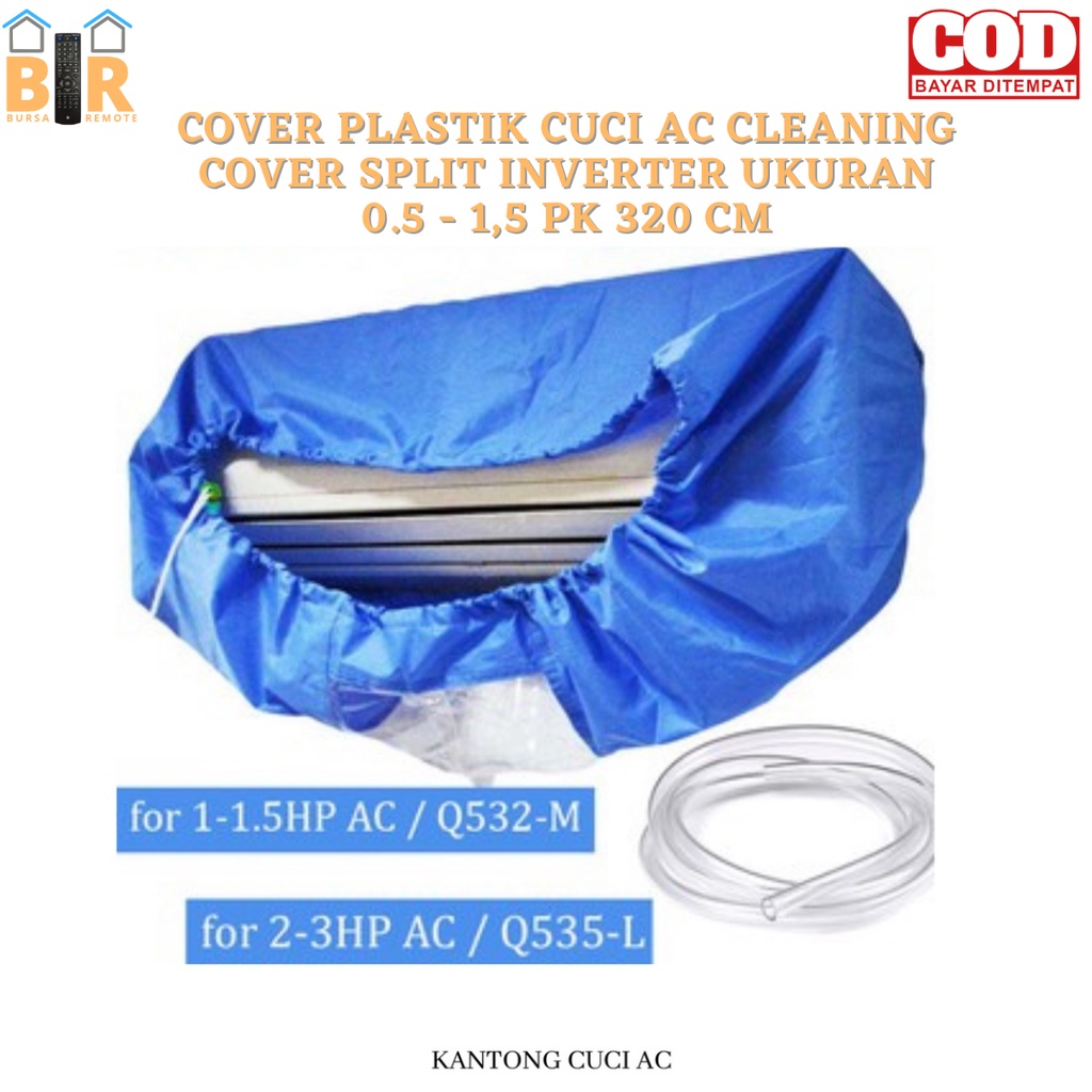 Plastik Cuci Ac Split Inverter Air Conditioning Cleaning Cover Ukuran 0.5 - 1,5 PK 320 CM