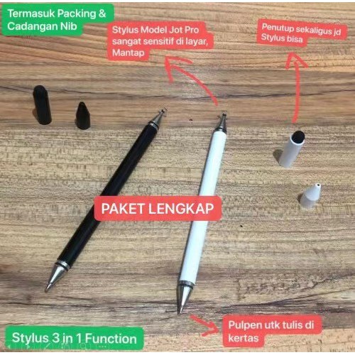 STY-010 Stylus Pen Touch Model Jot Pro Universal Ipad Android - 3 in 1 - PAKET LENGKAP