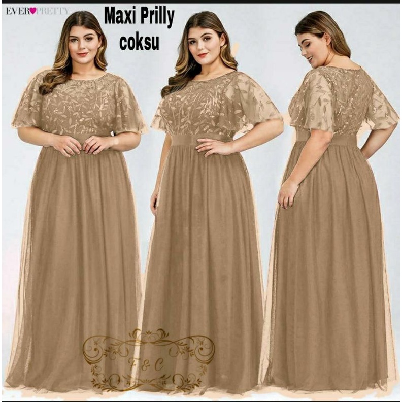 4 UKURAN M L XL XXL MAXY PRILLY FASHION MUSLIM PAKAIAN WANITA DRESS GAMIS TILE MOSCREPE FEHM