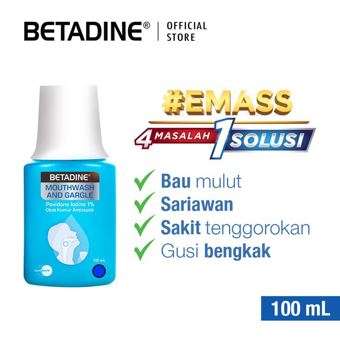 BETADINE GARGLE 100ML BETADINE OBAT KUMUR 100 ML MENGATASI BAU MULUT SARIAWAN SAKIT TENGGOROKAN GUSI BENGKAK